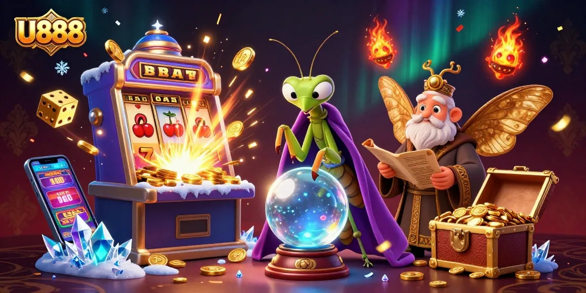 Engage with U888's vibrant casino experience featuring stunning animated elements and characters.