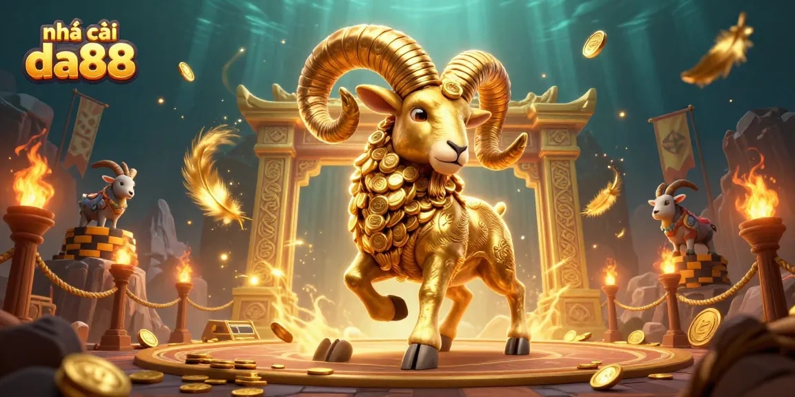 Experience thrilling action at nhà cái da88 with a golden ram charging through a majestic arena.