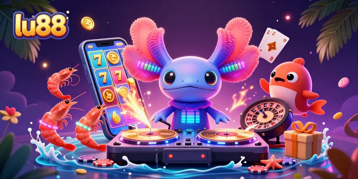 Experience exciting wins with lu88's colorful slot games featured in an energetic underwater party