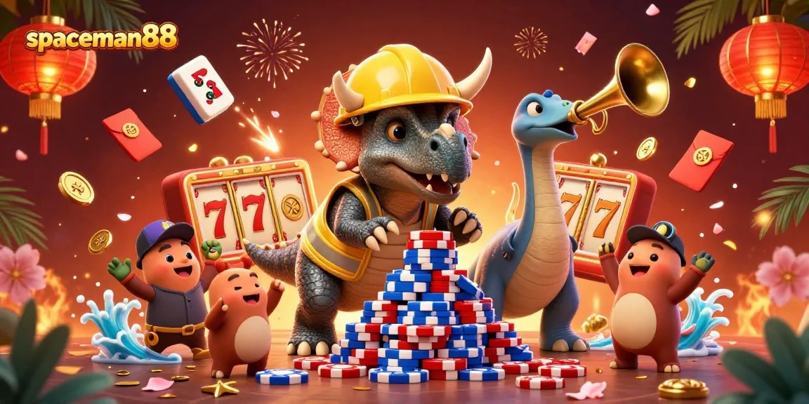 Join the fun with spaceman88 as the lively triceratops builds luck at the casino.
