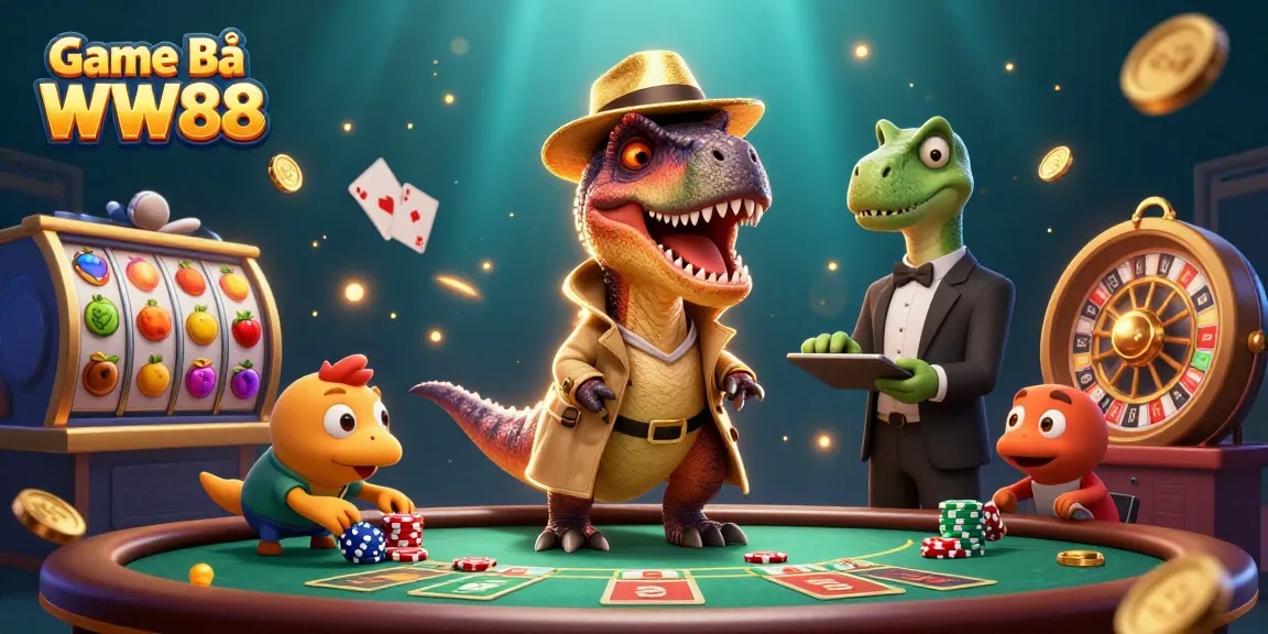 Play exciting Game Bài WW88 with a velociraptor card counter and engaging casino elements.