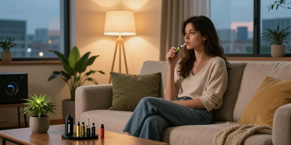 Enjoying thc vapes in a cozy living room setting