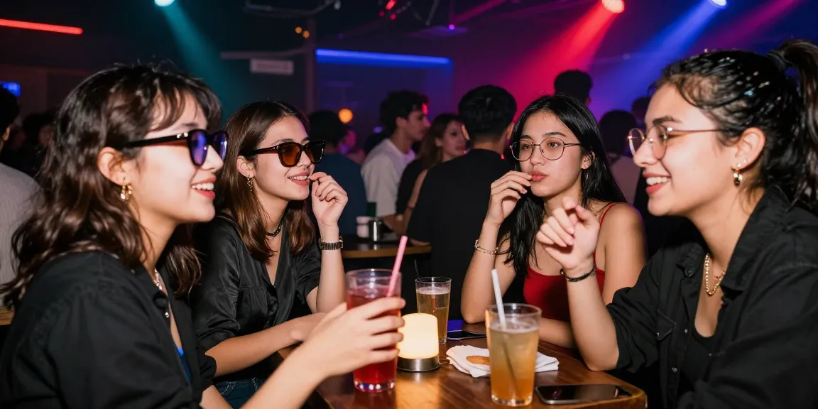 Club21ids 提供高品质假身份证的场景，朋友们在夜总会欢庆。