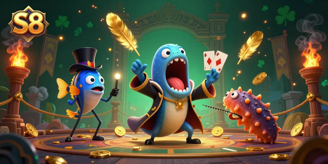 S8 showcases thrilling casino action with characters performing magic tricks in a dazzling 3D scene.