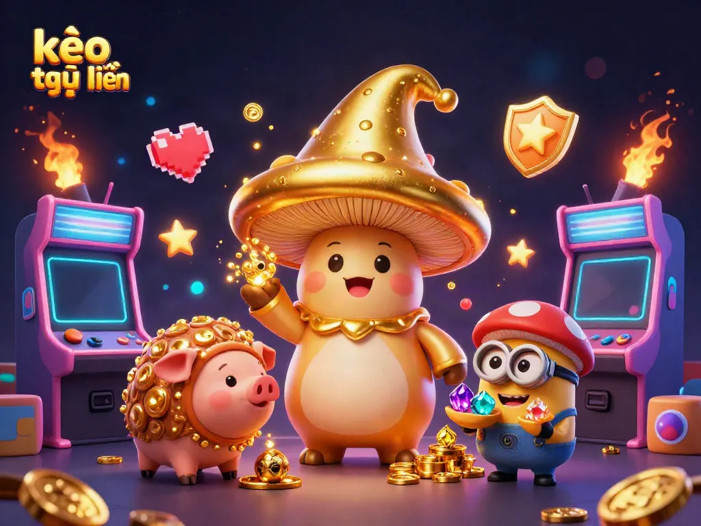 Engage with kèo trực tuyến magic through a vibrant 3D illustration of a wizard, treasure, and casino elements.