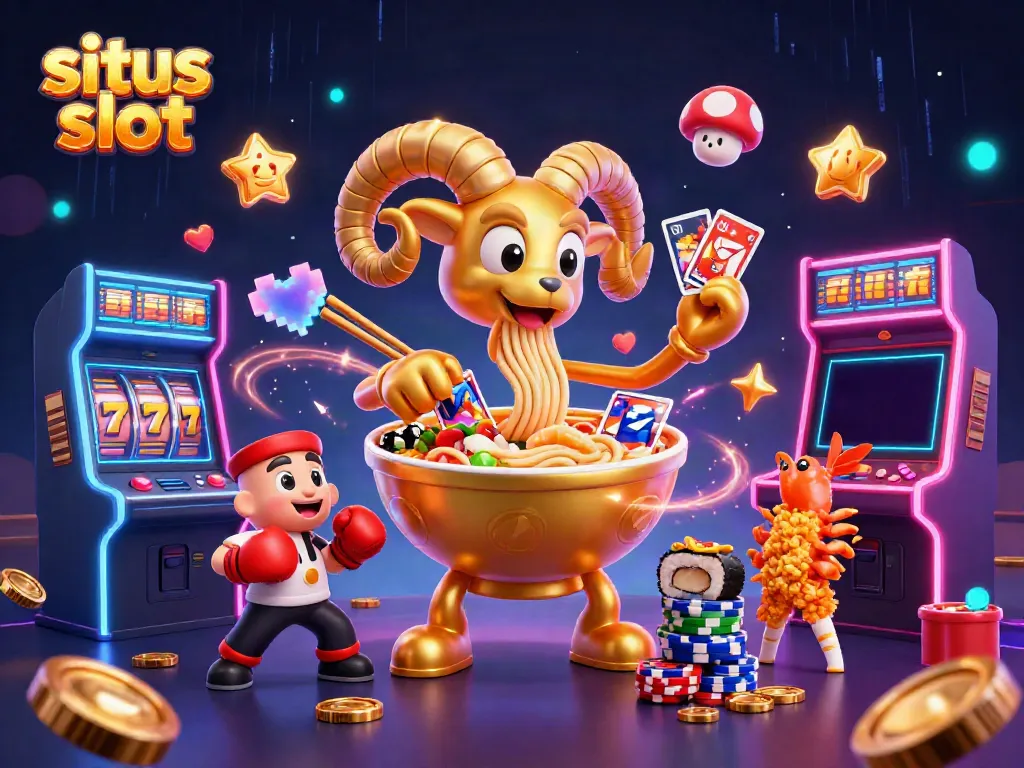 Experience thrilling features at situs slot with a vibrant 3D interactive casino scene.