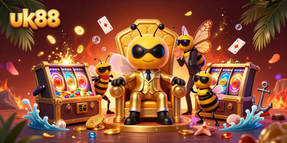 Engage with uk88's vibrant casino scene featuring playful characters and dynamic game elements.