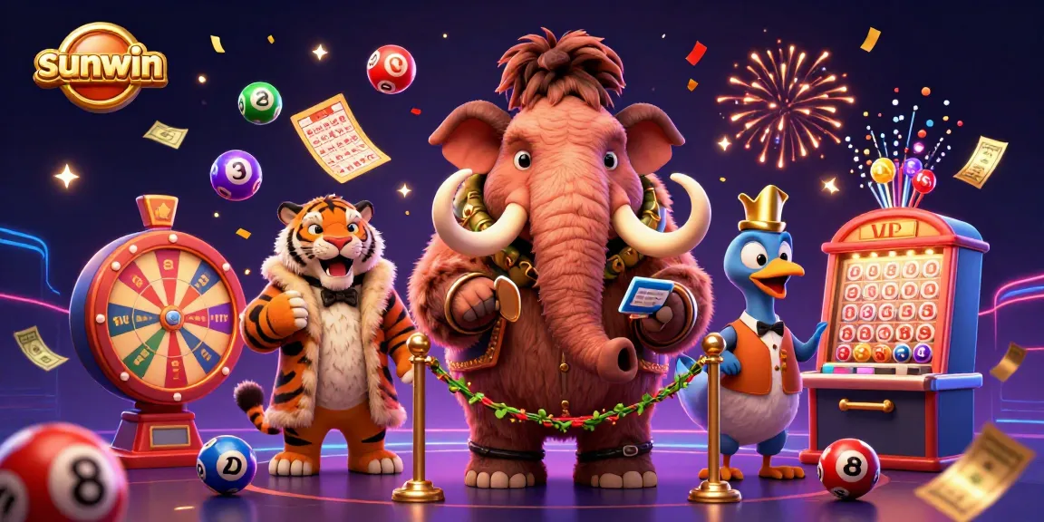 Experience the thrill of sunwin casino with VIP characters and vibrant lottery elements.