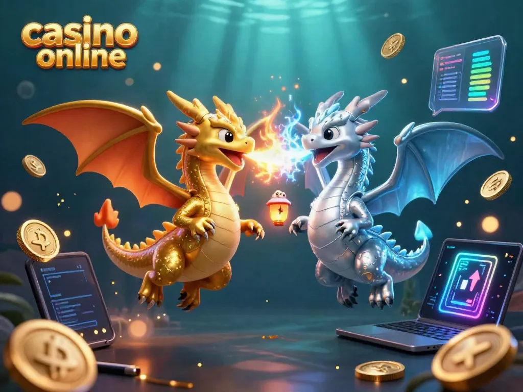 Join the thrilling action at casino online with powerful dragon duo and shimmering crypto elements.