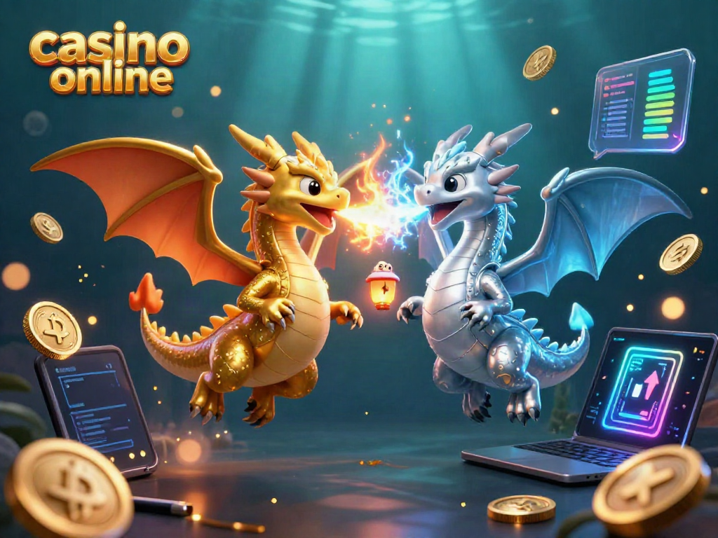 Join the thrilling action at casino online with powerful dragon duo and shimmering crypto elements.