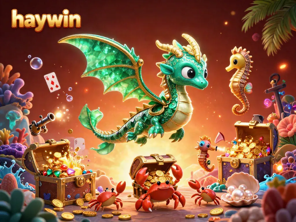 Experience the captivating world of haywin with a vibrant underwater casino adventure scene featuring dragons and treasures.