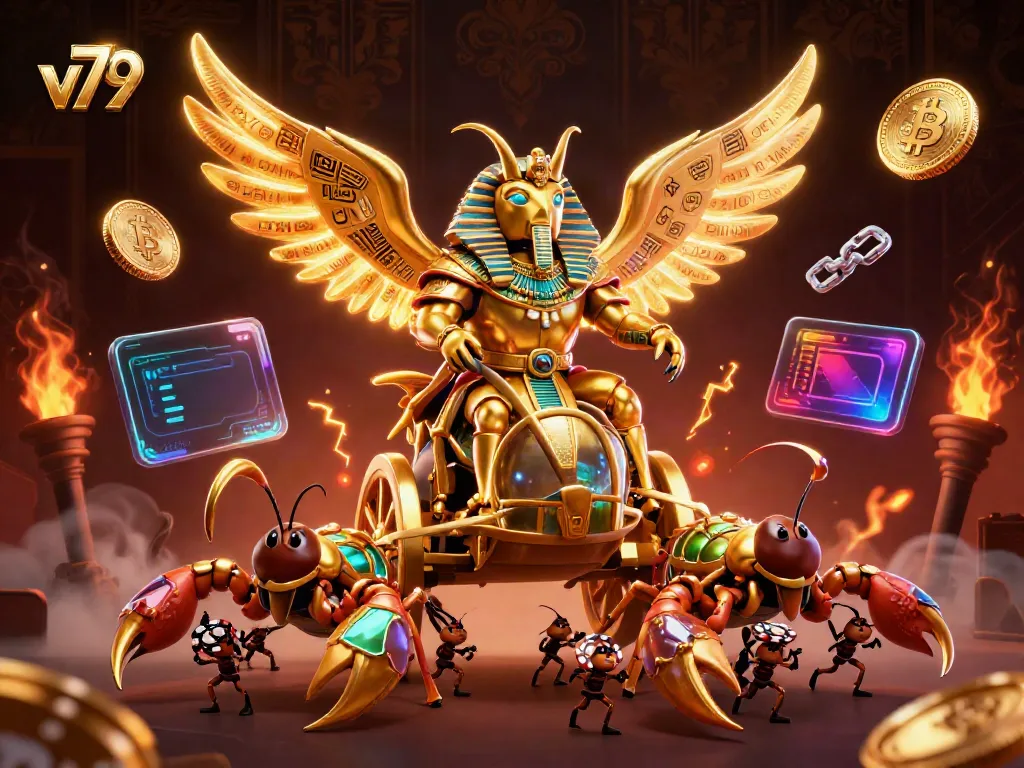 Experience the thrill of v79 with vibrant casino elements and exquisite characters in a stunning digital art.