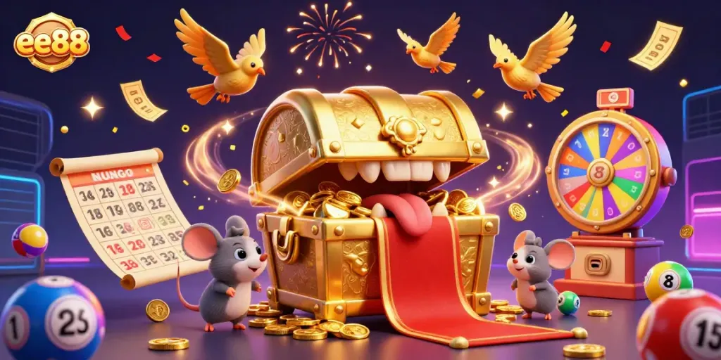 Engage with ee88's vibrant lottery event showcasing golden treasures and excitement.