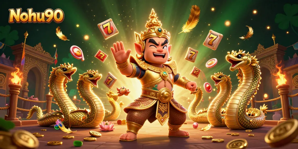 Nohu90 invites players to join a vibrant casino adventure with dynamic slot game elements and engaging characters.