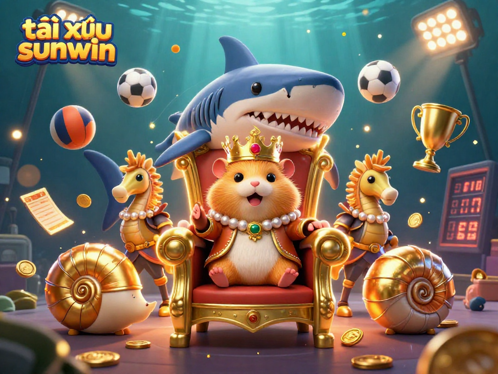 Play exciting tài xỉu sunwin with a dynamic scene of a hamster king and sports elements!