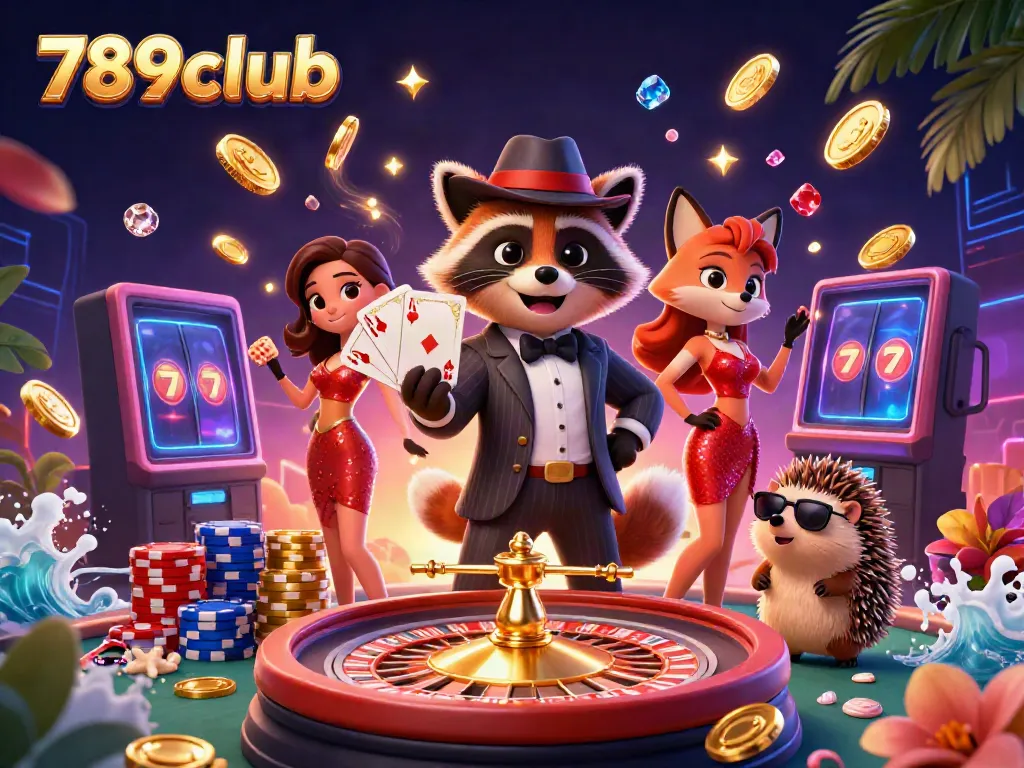 Spin, win, and enjoy the action at 789club with a royal flush hand amidst casino excitement.