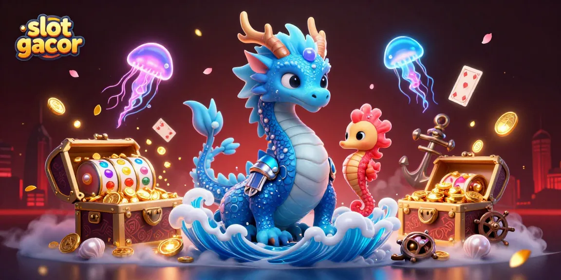 Experience slot gacor action with a vibrant 3D dragon scene filled with treasures and casino elements.