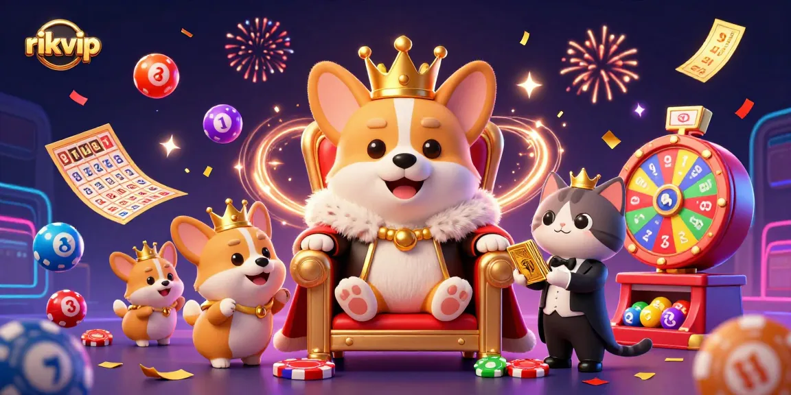 Experience thrilling gameplay at rikvip with a royal corgi presiding over vibrant casino elements.